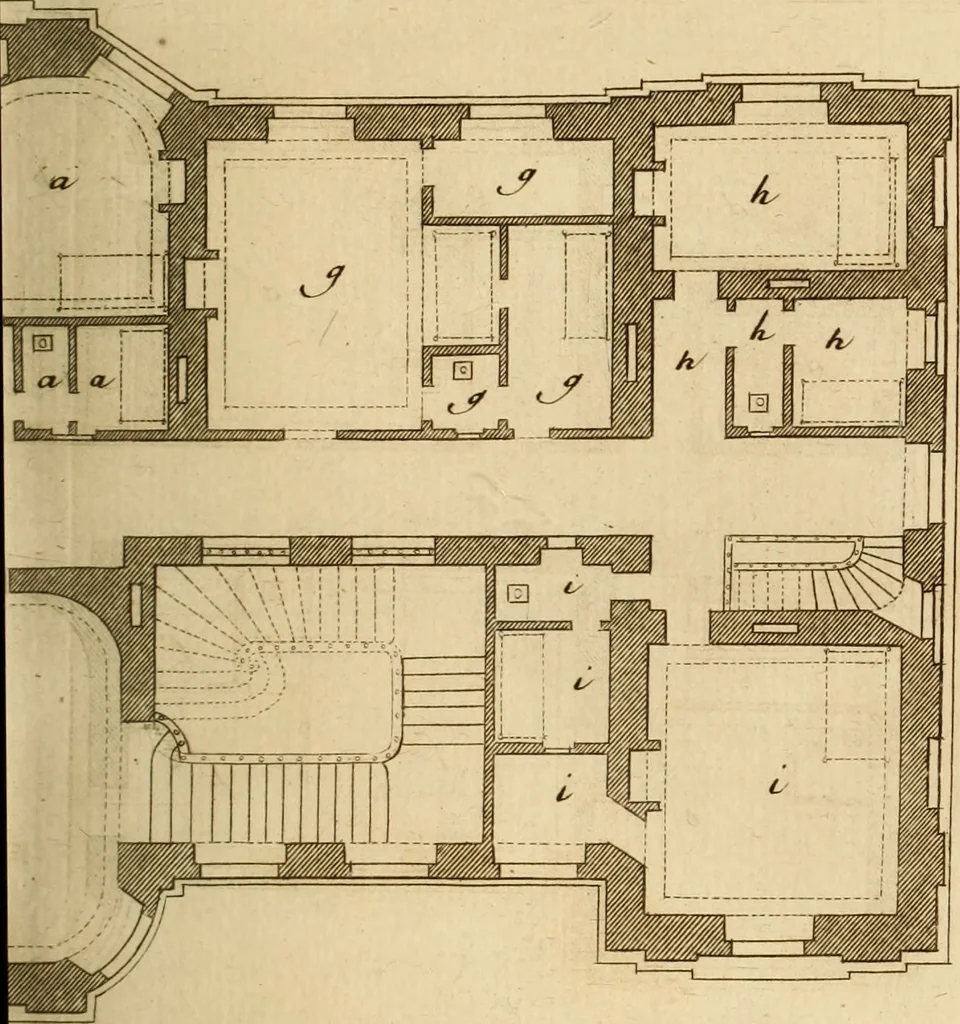 An illustration from L'art de bâtir des maisons de campagne : où L'on traite de leur distribution, de leur construction, & de leur decoration ... Avec l'explication de ces projets, et des desseins de menuiserie, de serrurerie, de parterres, & d'autres ornemens propres à la decoration intérieure & extérieure ..., 1761, leaf 300