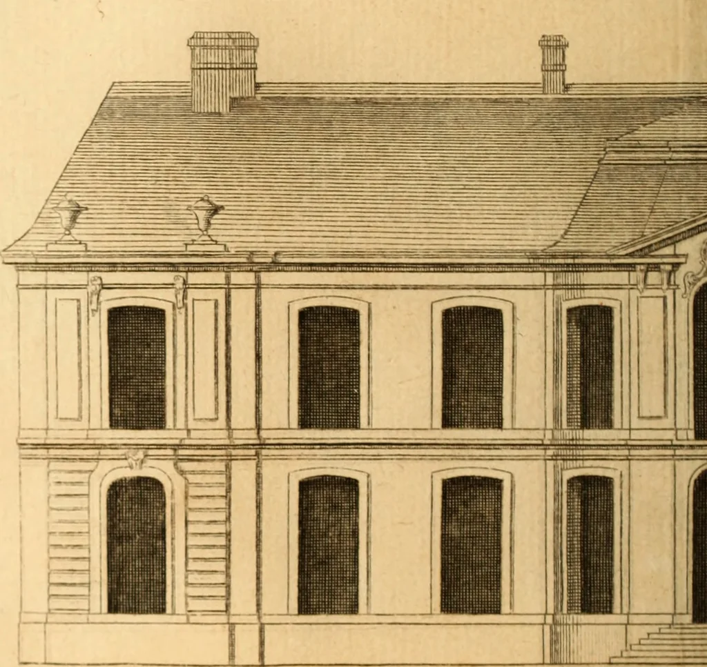 An illustration from L'art de bâtir des maisons de campagne : où L'on traite de leur distribution, de leur construction, & de leur decoration ... Avec l'explication de ces projets, et des desseins de menuiserie, de serrurerie, de parterres, & d'autres ornemens propres à la decoration intérieure & extérieure ..., 1761, leaf 309