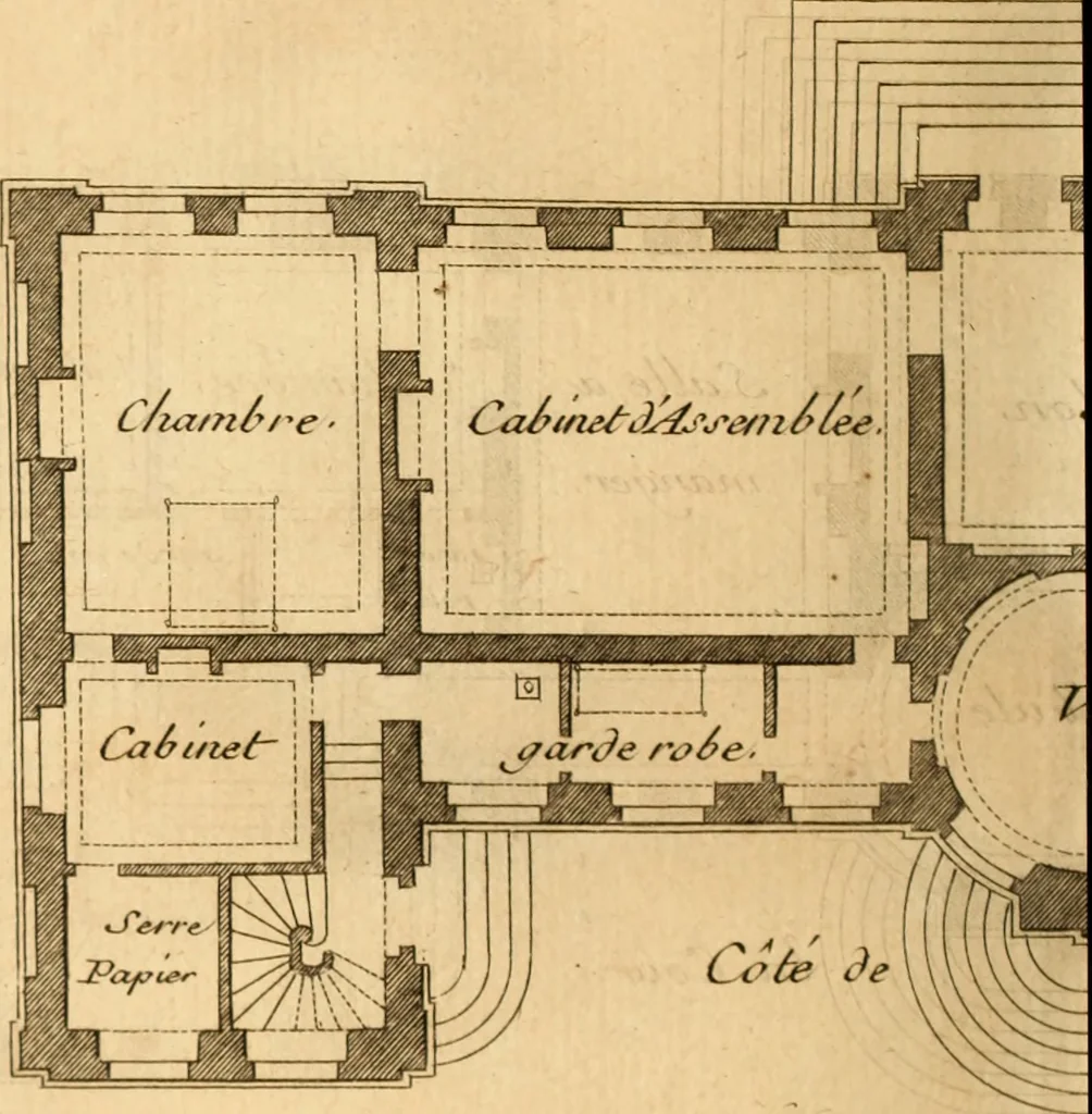 An illustration from L'art de bâtir des maisons de campagne : où L'on traite de leur distribution, de leur construction, & de leur decoration ... Avec l'explication de ces projets, et des desseins de menuiserie, de serrurerie, de parterres, & d'autres ornemens propres à la decoration intérieure & extérieure ..., 1761, leaf 317