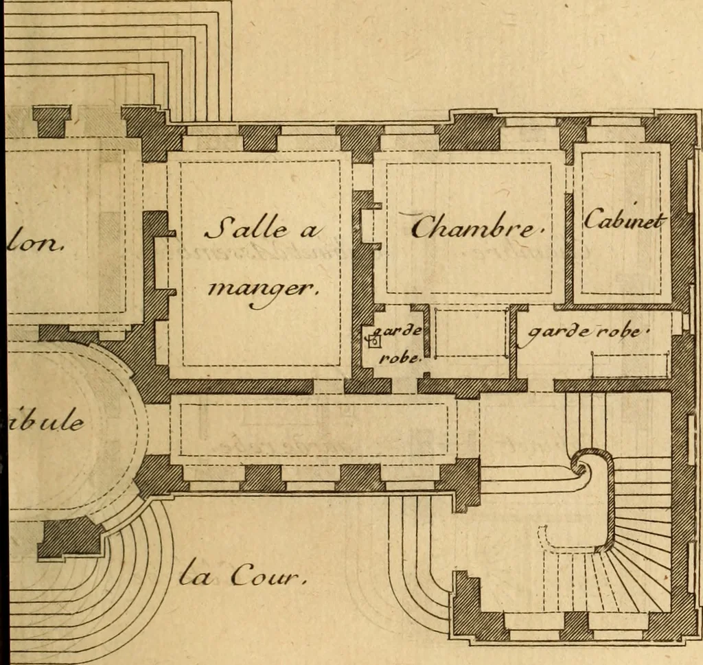 An illustration from L'art de bâtir des maisons de campagne : où L'on traite de leur distribution, de leur construction, & de leur decoration ... Avec l'explication de ces projets, et des desseins de menuiserie, de serrurerie, de parterres, & d'autres ornemens propres à la decoration intérieure & extérieure ..., 1761, leaf 318