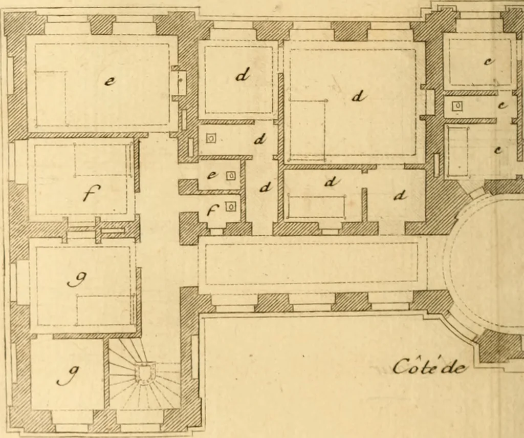An illustration from L'art de bâtir des maisons de campagne : où L'on traite de leur distribution, de leur construction, & de leur decoration ... Avec l'explication de ces projets, et des desseins de menuiserie, de serrurerie, de parterres, & d'autres ornemens propres à la decoration intérieure & extérieure ..., 1761, leaf 321
