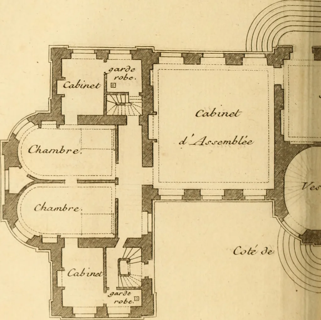 An illustration from L'art de bâtir des maisons de campagne : où L'on traite de leur distribution, de leur construction, & de leur decoration ... Avec l'explication de ces projets, et des desseins de menuiserie, de serrurerie, de parterres, & d'autres ornemens propres à la decoration intérieure & extérieure ..., 1761, leaf 325