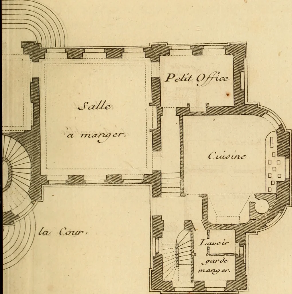 An illustration from L'art de bâtir des maisons de campagne : où L'on traite de leur distribution, de leur construction, & de leur decoration ... Avec l'explication de ces projets, et des desseins de menuiserie, de serrurerie, de parterres, & d'autres ornemens propres à la decoration intérieure & extérieure ..., 1761, leaf 326