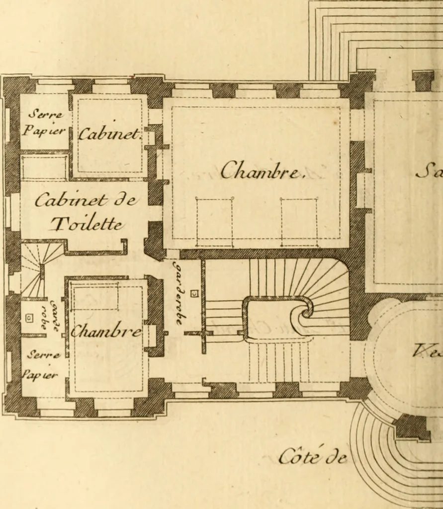 An illustration from L'art de bâtir des maisons de campagne : où L'on traite de leur distribution, de leur construction, & de leur decoration ... Avec l'explication de ces projets, et des desseins de menuiserie, de serrurerie, de parterres, & d'autres ornemens propres à la decoration intérieure & extérieure ..., 1761, leaf 335