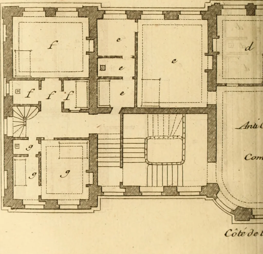 An illustration from L'art de bâtir des maisons de campagne : où L'on traite de leur distribution, de leur construction, & de leur decoration ... Avec l'explication de ces projets, et des desseins de menuiserie, de serrurerie, de parterres, & d'autres ornemens propres à la decoration intérieure & extérieure ..., 1761, leaf 339