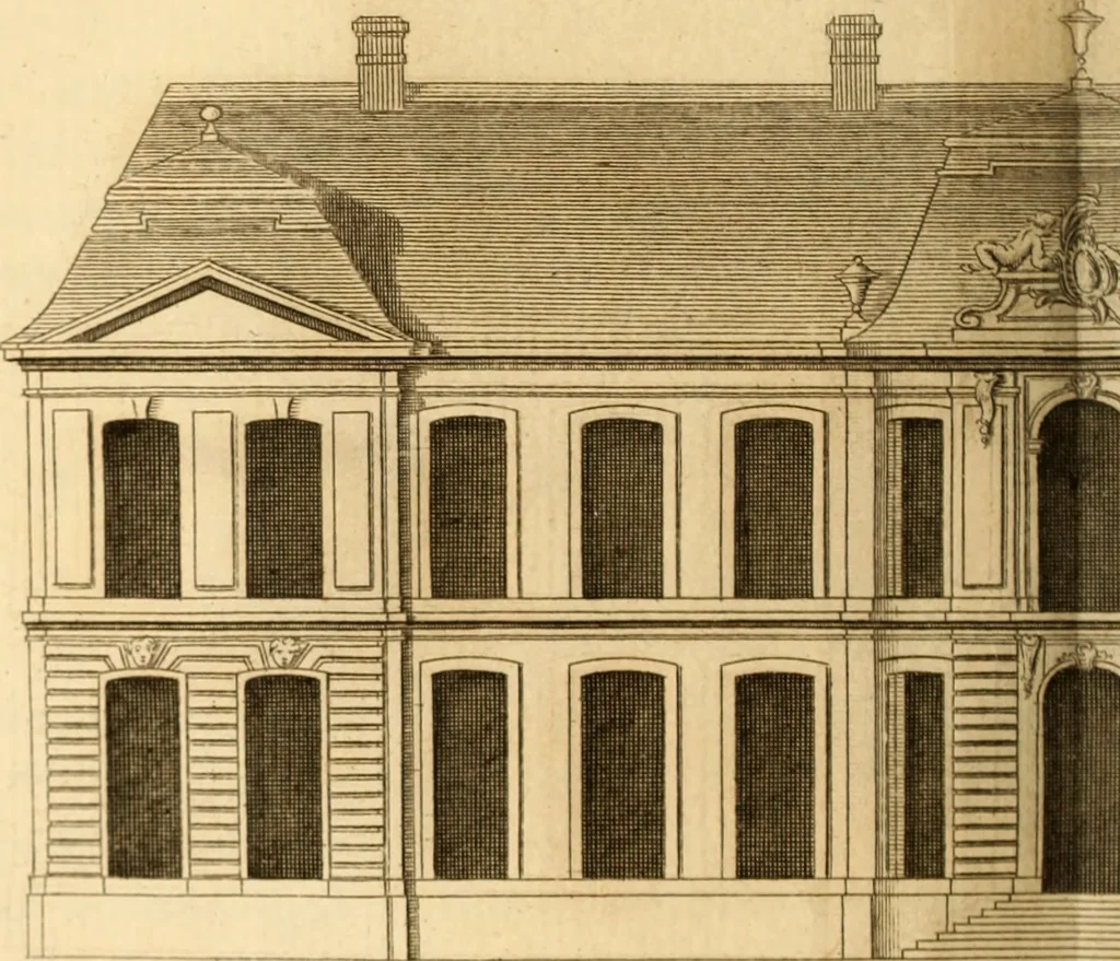 An illustration from L'art de bâtir des maisons de campagne : où L'on traite de leur distribution, de leur construction, & de leur decoration ... Avec l'explication de ces projets, et des desseins de menuiserie, de serrurerie, de parterres, & d'autres ornemens propres à la decoration intérieure & extérieure ..., 1761, leaf 345