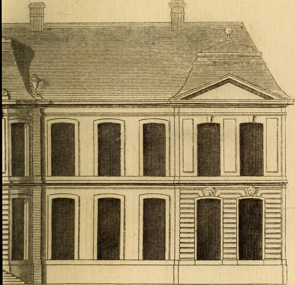 An illustration from L'art de bâtir des maisons de campagne : où L'on traite de leur distribution, de leur construction, & de leur decoration ... Avec l'explication de ces projets, et des desseins de menuiserie, de serrurerie, de parterres, & d'autres ornemens propres à la decoration intérieure & extérieure ..., 1761, leaf 346