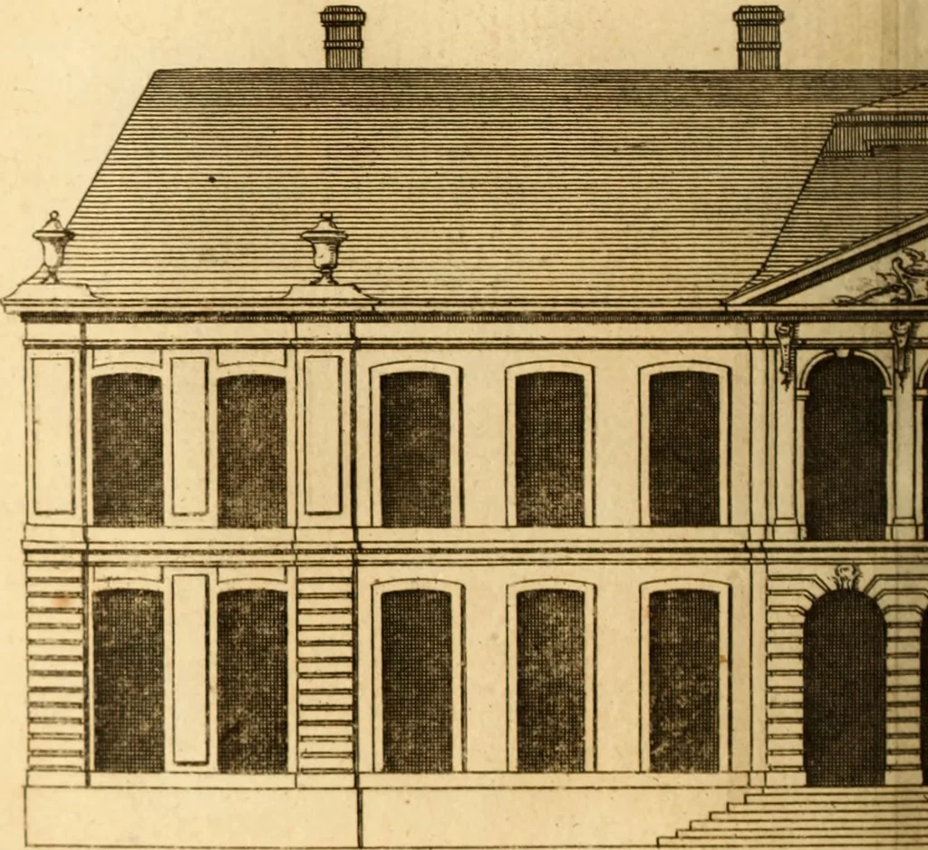 An illustration from L'art de bâtir des maisons de campagne : où L'on traite de leur distribution, de leur construction, & de leur decoration ... Avec l'explication de ces projets, et des desseins de menuiserie, de serrurerie, de parterres, & d'autres ornemens propres à la decoration intérieure & extérieure ..., 1761, leaf 349