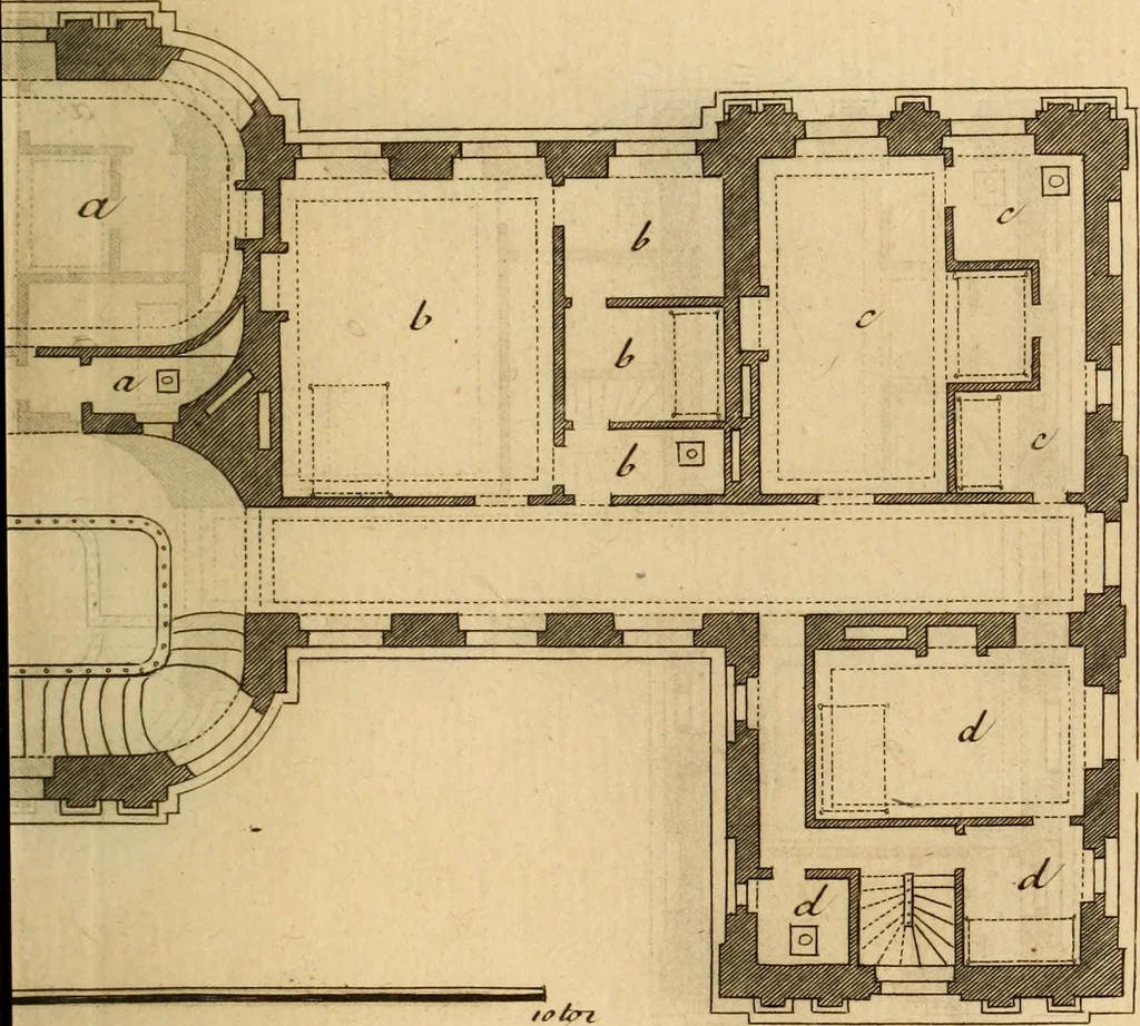 An illustration from L'art de bâtir des maisons de campagne : où L'on traite de leur distribution, de leur construction, & de leur decoration ... Avec l'explication de ces projets, et des desseins de menuiserie, de serrurerie, de parterres, & d'autres ornemens propres à la decoration intérieure & extérieure ..., 1761, leaf 364
