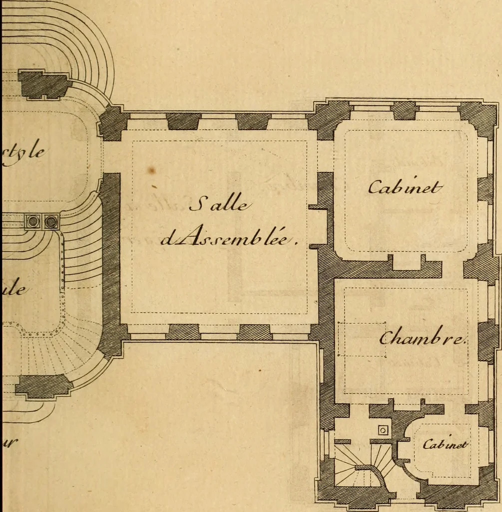An illustration from L'art de bâtir des maisons de campagne : où L'on traite de leur distribution, de leur construction, & de leur decoration ... Avec l'explication de ces projets, et des desseins de menuiserie, de serrurerie, de parterres, & d'autres ornemens propres à la decoration intérieure & extérieure ..., 1761, leaf 368