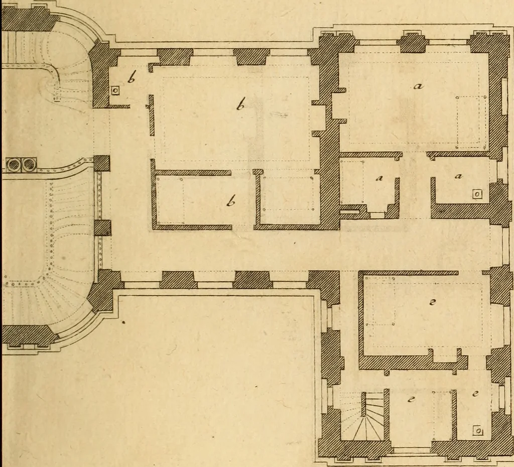 An illustration from L'art de bâtir des maisons de campagne : où L'on traite de leur distribution, de leur construction, & de leur decoration ... Avec l'explication de ces projets, et des desseins de menuiserie, de serrurerie, de parterres, & d'autres ornemens propres à la decoration intérieure & extérieure ..., 1761, leaf 374