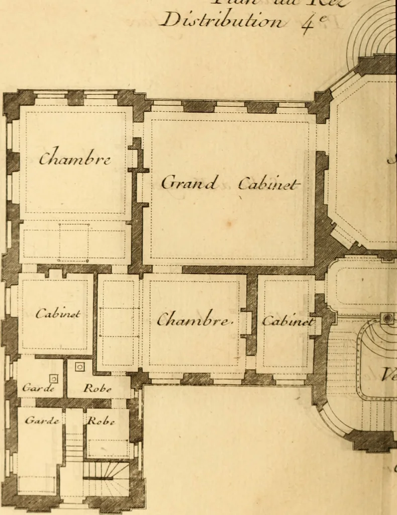 An illustration from L'art de bâtir des maisons de campagne : où L'on traite de leur distribution, de leur construction, & de leur decoration ... Avec l'explication de ces projets, et des desseins de menuiserie, de serrurerie, de parterres, & d'autres ornemens propres à la decoration intérieure & extérieure ..., 1761, leaf 383