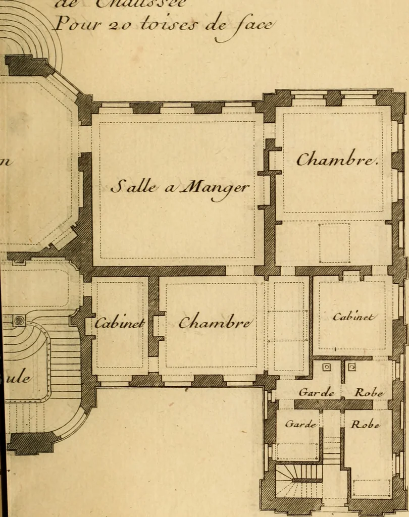 An illustration from L'art de bâtir des maisons de campagne : où L'on traite de leur distribution, de leur construction, & de leur decoration ... Avec l'explication de ces projets, et des desseins de menuiserie, de serrurerie, de parterres, & d'autres ornemens propres à la decoration intérieure & extérieure ..., 1761, leaf 384