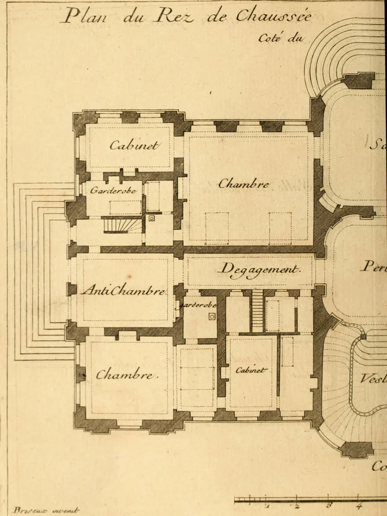 An illustration from L'art de bâtir des maisons de campagne : où L'on traite de leur distribution, de leur construction, & de leur decoration ... Avec l'explication de ces projets, et des desseins de menuiserie, de serrurerie, de parterres, & d'autres ornemens propres à la decoration intérieure & extérieure ..., 1761, leaf 401