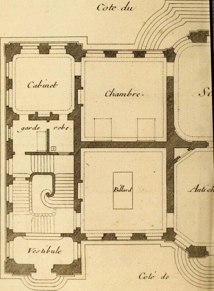 An illustration from L'art de bâtir des maisons de campagne : où L'on traite de leur distribution, de leur construction, & de leur decoration ... Avec l'explication de ces projets, et des desseins de menuiserie, de serrurerie, de parterres, & d'autres ornemens propres à la decoration intérieure & extérieure ..., 1761, leaf 411