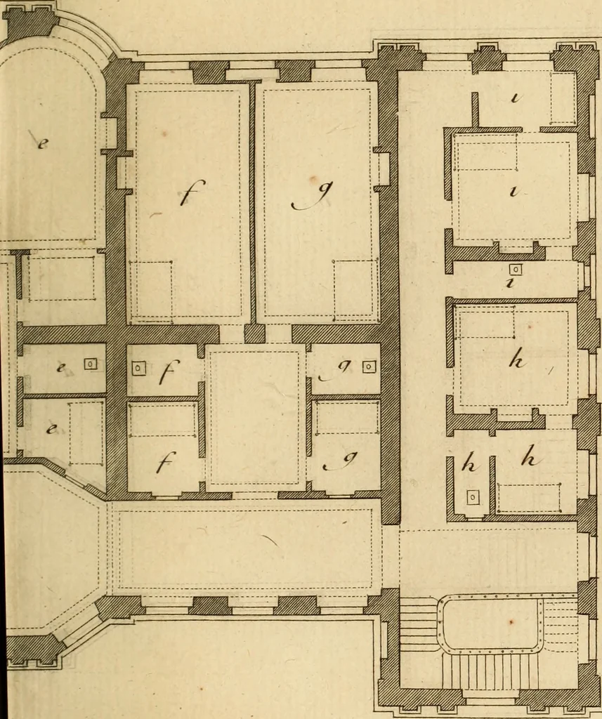 An illustration from L'art de bâtir des maisons de campagne : où L'on traite de leur distribution, de leur construction, & de leur decoration ... Avec l'explication de ces projets, et des desseins de menuiserie, de serrurerie, de parterres, & d'autres ornemens propres à la decoration intérieure & extérieure ..., 1761, leaf 416