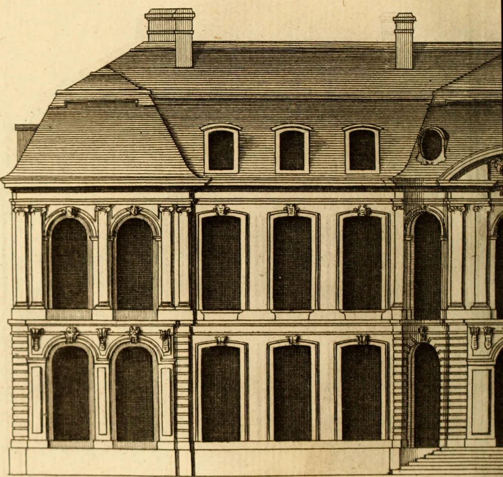 An illustration from L'art de bâtir des maisons de campagne : où L'on traite de leur distribution, de leur construction, & de leur decoration ... Avec l'explication de ces projets, et des desseins de menuiserie, de serrurerie, de parterres, & d'autres ornemens propres à la decoration intérieure & extérieure ..., 1761, leaf 425