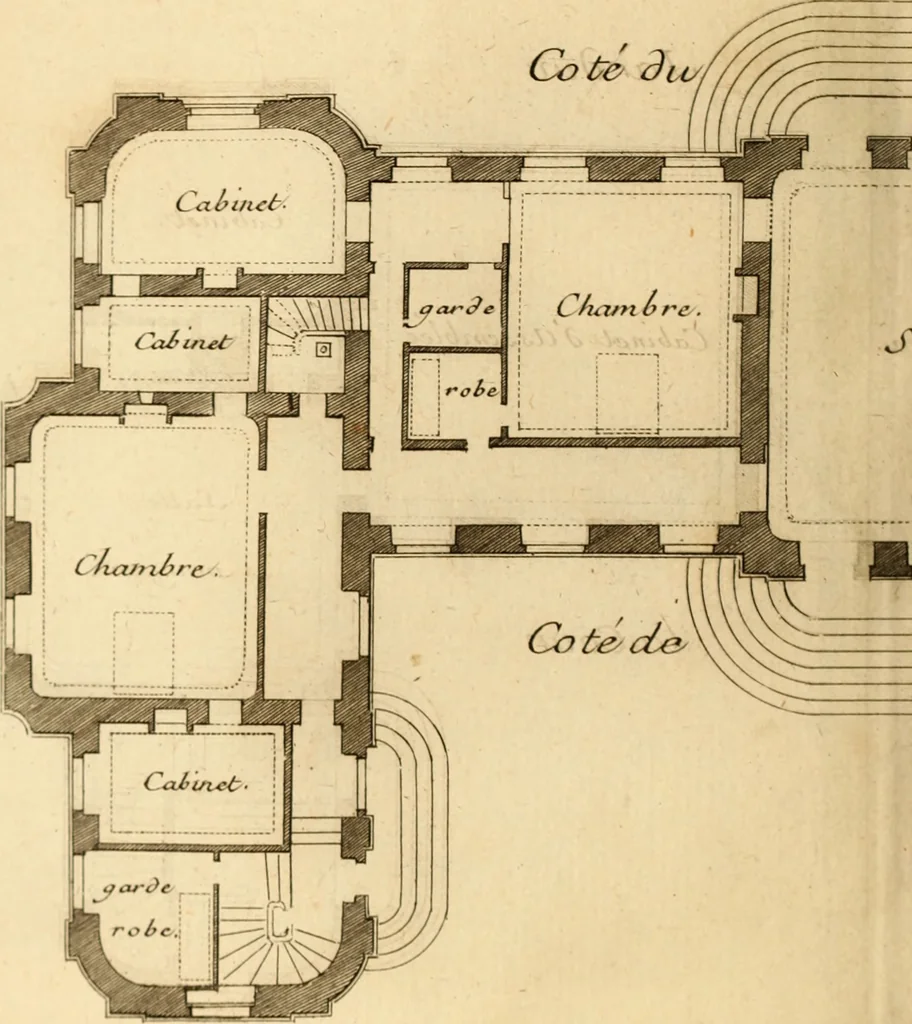 An illustration from L'art de bâtir des maisons de campagne : où L'on traite de leur distribution, de leur construction, & de leur decoration ... Avec l'explication de ces projets, et des desseins de menuiserie, de serrurerie, de parterres, & d'autres ornemens propres à la decoration intérieure & extérieure ..., 1761, leaf 435