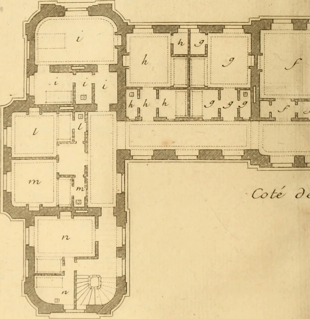An illustration from L'art de bâtir des maisons de campagne : où L'on traite de leur distribution, de leur construction, & de leur decoration ... Avec l'explication de ces projets, et des desseins de menuiserie, de serrurerie, de parterres, & d'autres ornemens propres à la decoration intérieure & extérieure ..., 1761, leaf 441