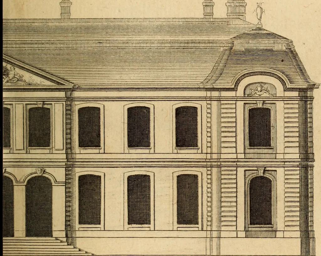 An illustration from L'art de bâtir des maisons de campagne : où L'on traite de leur distribution, de leur construction, & de leur decoration ... Avec l'explication de ces projets, et des desseins de menuiserie, de serrurerie, de parterres, & d'autres ornemens propres à la decoration intérieure & extérieure ..., 1761, leaf 458