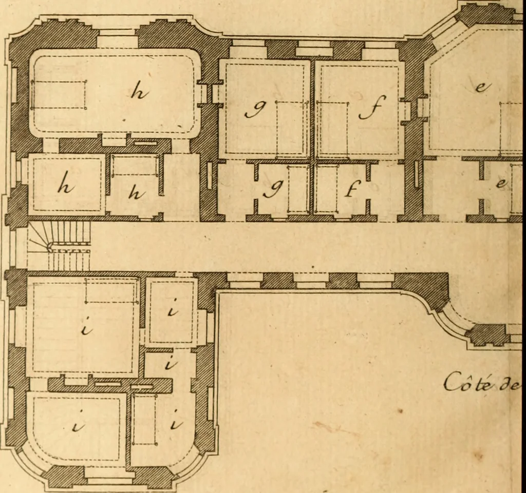 An illustration from L'art de bâtir des maisons de campagne : où L'on traite de leur distribution, de leur construction, & de leur decoration ... Avec l'explication de ces projets, et des desseins de menuiserie, de serrurerie, de parterres, & d'autres ornemens propres à la decoration intérieure & extérieure ..., 1761, leaf 469