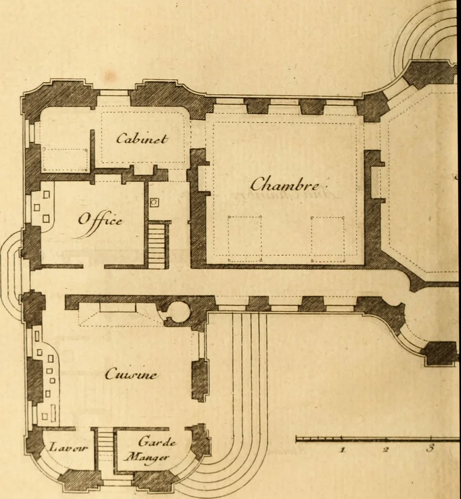 An illustration from L'art de bâtir des maisons de campagne : où L'on traite de leur distribution, de leur construction, & de leur decoration ... Avec l'explication de ces projets, et des desseins de menuiserie, de serrurerie, de parterres, & d'autres ornemens propres à la decoration intérieure & extérieure ..., 1761, leaf 475
