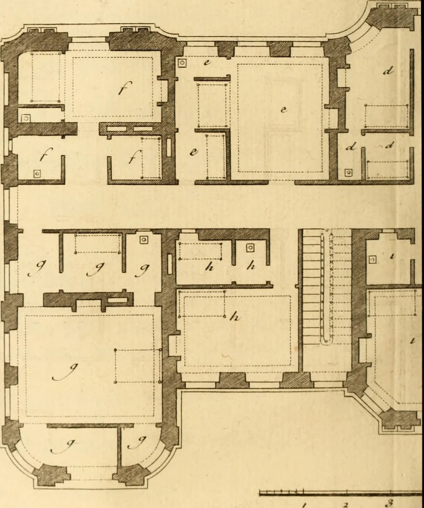 An illustration from L'art de bâtir des maisons de campagne : où L'on traite de leur distribution, de leur construction, & de leur decoration ... Avec l'explication de ces projets, et des desseins de menuiserie, de serrurerie, de parterres, & d'autres ornemens propres à la decoration intérieure & extérieure ..., 1761, leaf 489
