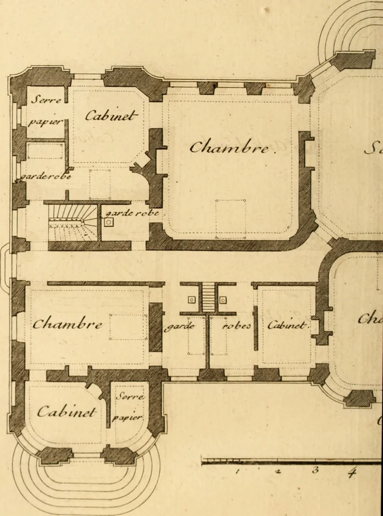 An illustration from L'art de bâtir des maisons de campagne : où L'on traite de leur distribution, de leur construction, & de leur decoration ... Avec l'explication de ces projets, et des desseins de menuiserie, de serrurerie, de parterres, & d'autres ornemens propres à la decoration intérieure & extérieure ..., 1761, leaf 503
