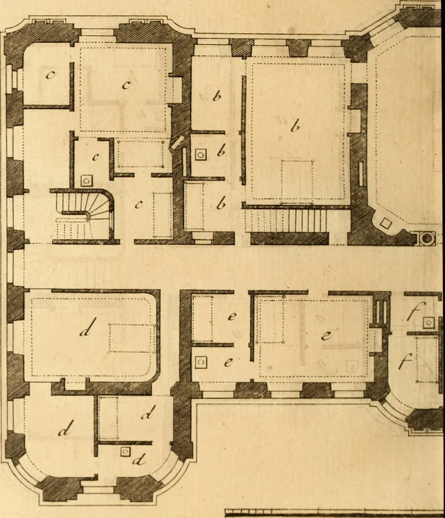 An illustration from L'art de bâtir des maisons de campagne : où L'on traite de leur distribution, de leur construction, & de leur decoration ... Avec l'explication de ces projets, et des desseins de menuiserie, de serrurerie, de parterres, & d'autres ornemens propres à la decoration intérieure & extérieure ..., 1761, leaf 507