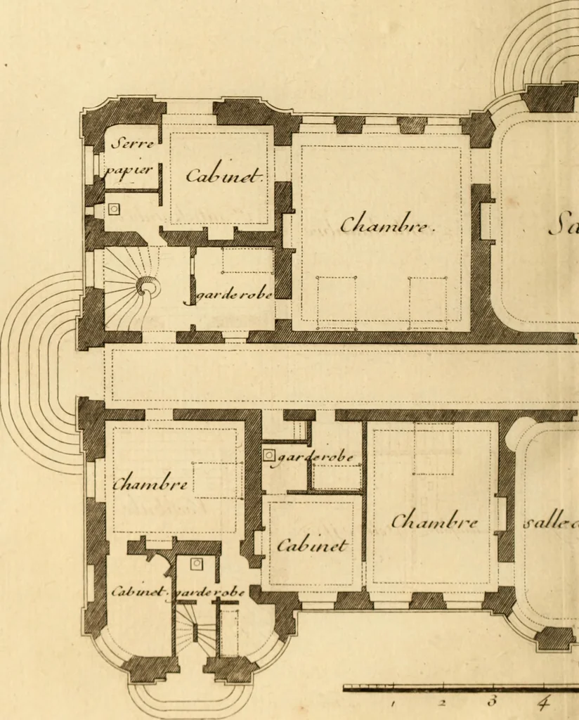 An illustration from L'art de bâtir des maisons de campagne : où L'on traite de leur distribution, de leur construction, & de leur decoration ... Avec l'explication de ces projets, et des desseins de menuiserie, de serrurerie, de parterres, & d'autres ornemens propres à la decoration intérieure & extérieure ..., 1761, leaf 513