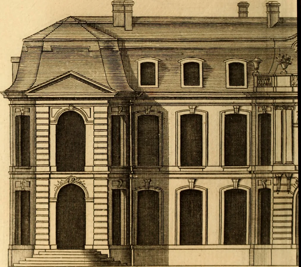 An illustration from L'art de bâtir des maisons de campagne : où L'on traite de leur distribution, de leur construction, & de leur decoration ... Avec l'explication de ces projets, et des desseins de menuiserie, de serrurerie, de parterres, & d'autres ornemens propres à la decoration intérieure & extérieure ..., 1761, leaf 521