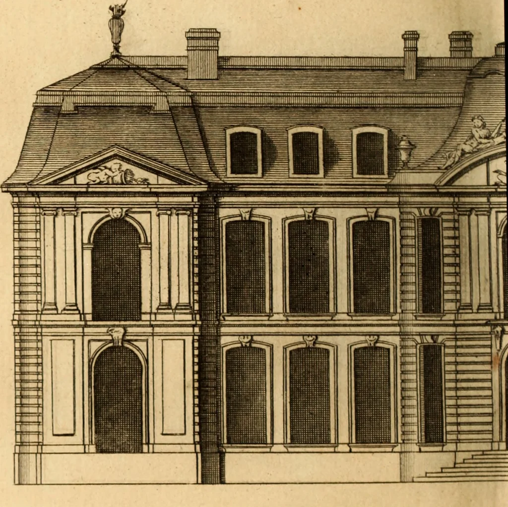 An illustration from L'art de bâtir des maisons de campagne : où L'on traite de leur distribution, de leur construction, & de leur decoration ... Avec l'explication de ces projets, et des desseins de menuiserie, de serrurerie, de parterres, & d'autres ornemens propres à la decoration intérieure & extérieure ..., 1761, leaf 527