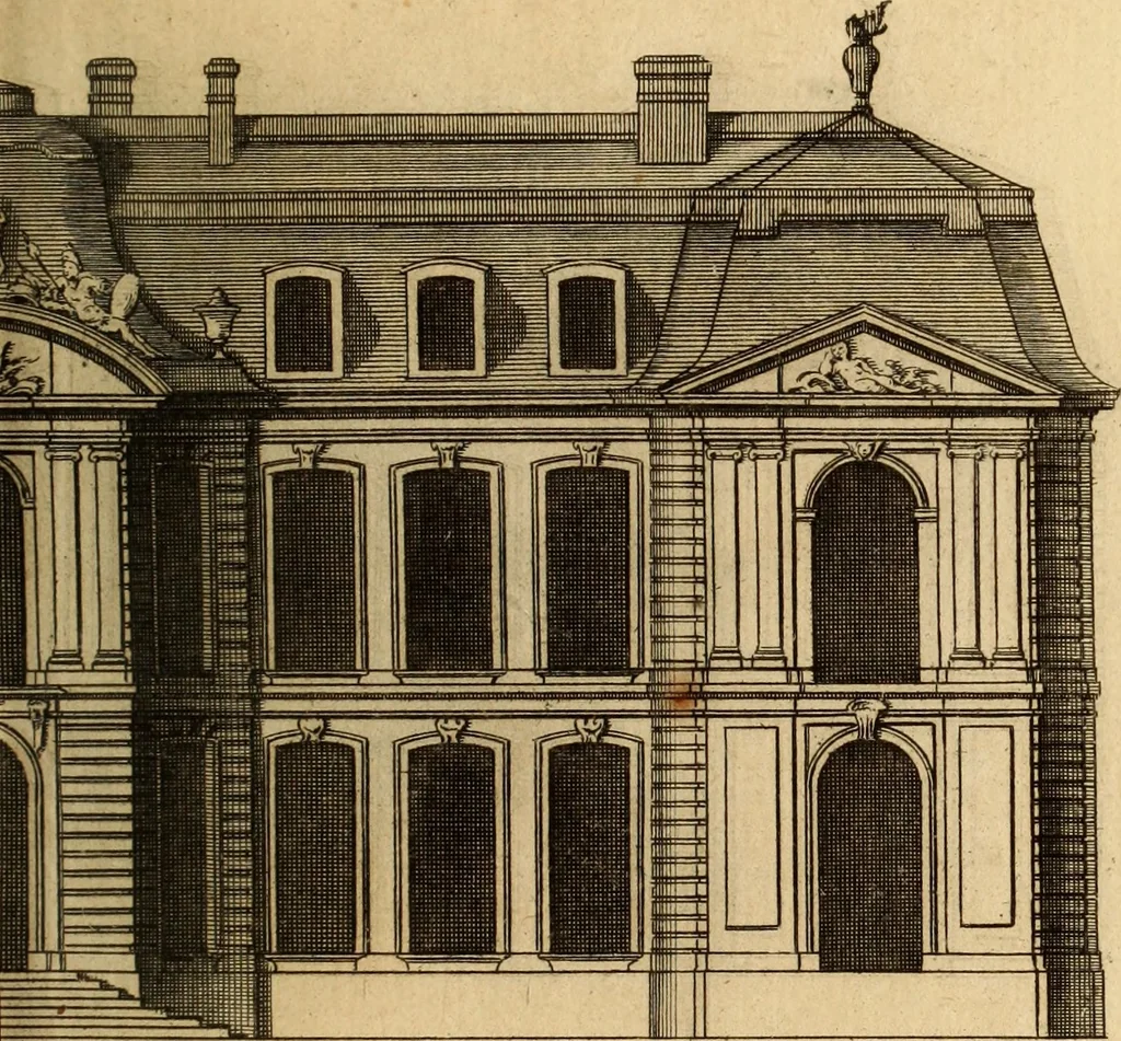 An illustration from L'art de bâtir des maisons de campagne : où L'on traite de leur distribution, de leur construction, & de leur decoration ... Avec l'explication de ces projets, et des desseins de menuiserie, de serrurerie, de parterres, & d'autres ornemens propres à la decoration intérieure & extérieure ..., 1761, leaf 528