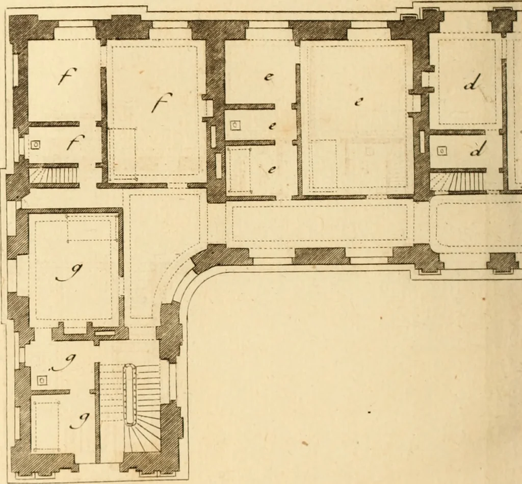 An illustration from L'art de bâtir des maisons de campagne : où L'on traite de leur distribution, de leur construction, & de leur decoration ... Avec l'explication de ces projets, et des desseins de menuiserie, de serrurerie, de parterres, & d'autres ornemens propres à la decoration intérieure & extérieure ..., 1761, leaf 539