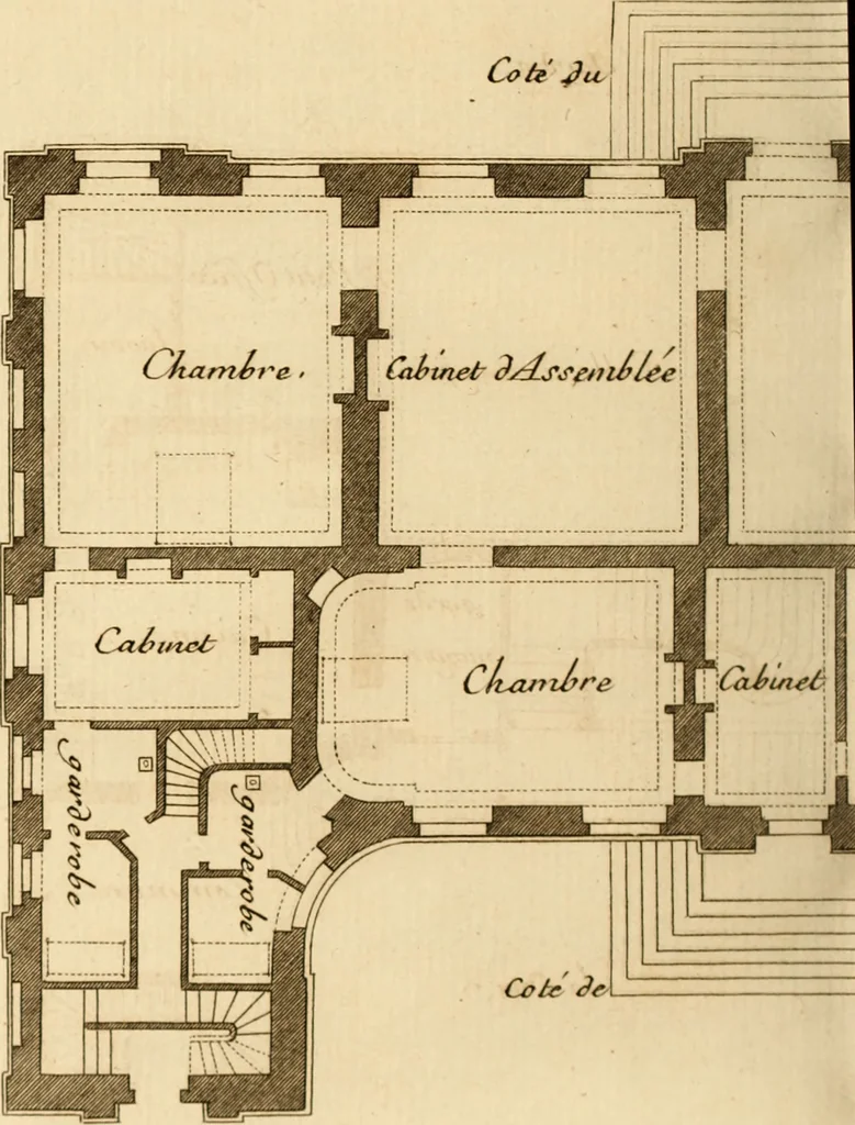 An illustration from L'art de bâtir des maisons de campagne : où L'on traite de leur distribution, de leur construction, & de leur decoration ... Avec l'explication de ces projets, et des desseins de menuiserie, de serrurerie, de parterres, & d'autres ornemens propres à la decoration intérieure & extérieure ..., 1761, leaf 545