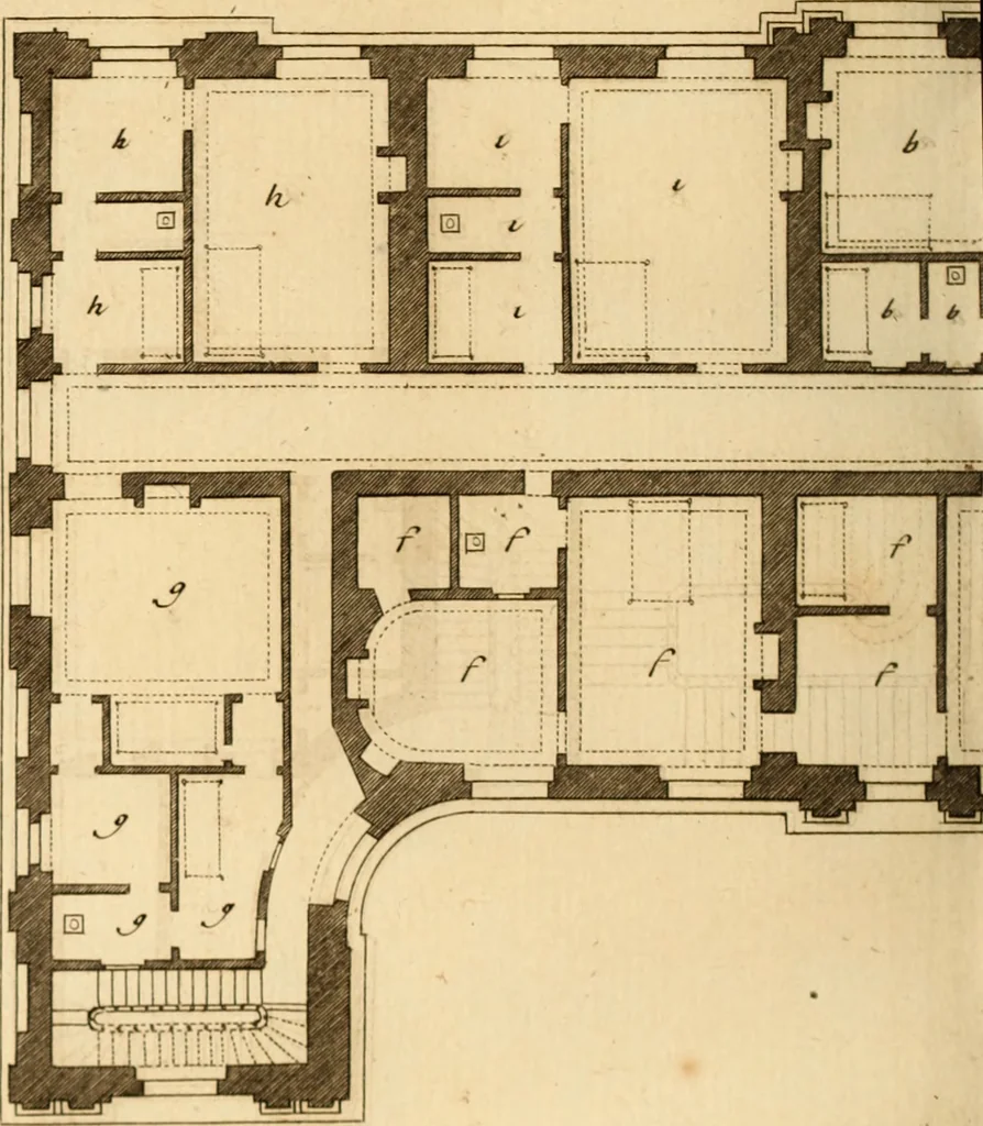 An illustration from L'art de bâtir des maisons de campagne : où L'on traite de leur distribution, de leur construction, & de leur decoration ... Avec l'explication de ces projets, et des desseins de menuiserie, de serrurerie, de parterres, & d'autres ornemens propres à la decoration intérieure & extérieure ..., 1761, leaf 549