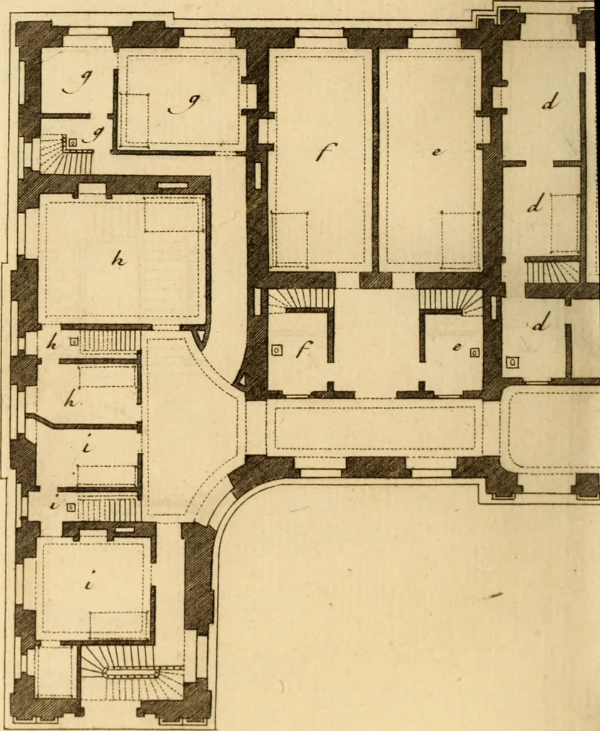 An illustration from L'art de bâtir des maisons de campagne : où L'on traite de leur distribution, de leur construction, & de leur decoration ... Avec l'explication de ces projets, et des desseins de menuiserie, de serrurerie, de parterres, & d'autres ornemens propres à la decoration intérieure & extérieure ..., 1761, leaf 559