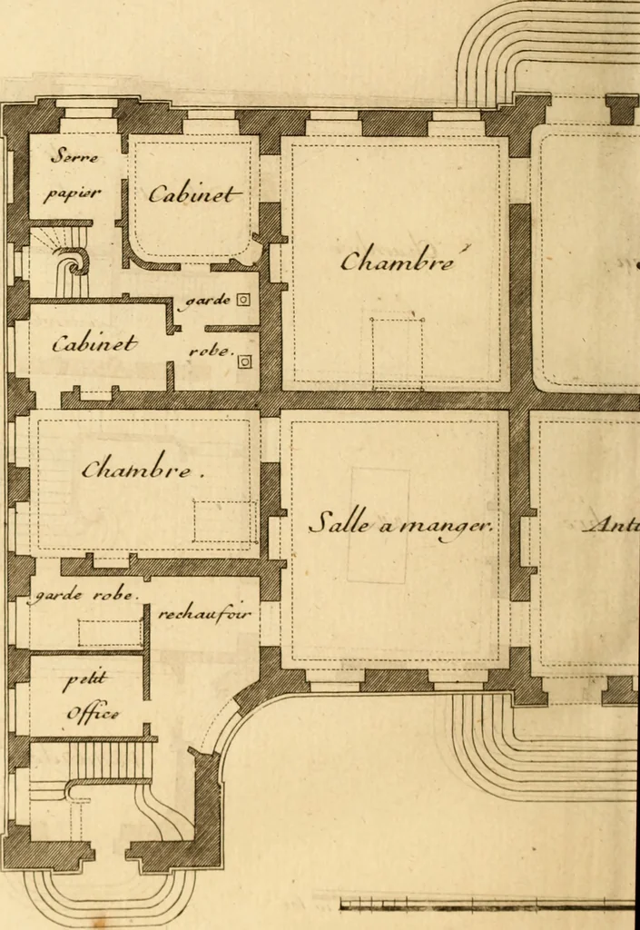 An illustration from L'art de bâtir des maisons de campagne : où L'on traite de leur distribution, de leur construction, & de leur decoration ... Avec l'explication de ces projets, et des desseins de menuiserie, de serrurerie, de parterres, & d'autres ornemens propres à la decoration intérieure & extérieure ..., 1761, leaf 563