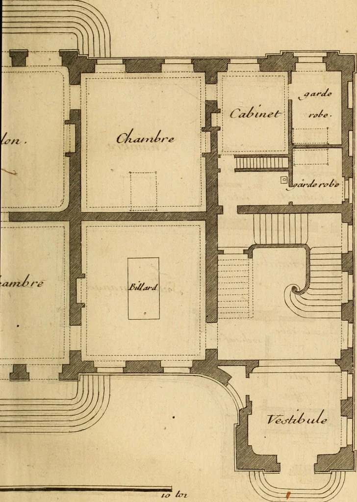 An illustration from L'art de bâtir des maisons de campagne : où L'on traite de leur distribution, de leur construction, & de leur decoration ... Avec l'explication de ces projets, et des desseins de menuiserie, de serrurerie, de parterres, & d'autres ornemens propres à la decoration intérieure & extérieure ..., 1761, leaf 564