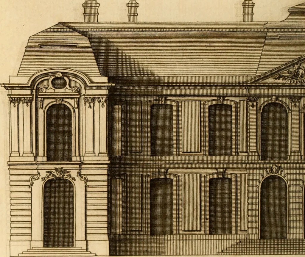 An illustration from L'art de bâtir des maisons de campagne : où L'on traite de leur distribution, de leur construction, & de leur decoration ... Avec l'explication de ces projets, et des desseins de menuiserie, de serrurerie, de parterres, & d'autres ornemens propres à la decoration intérieure & extérieure ..., 1761, leaf 583