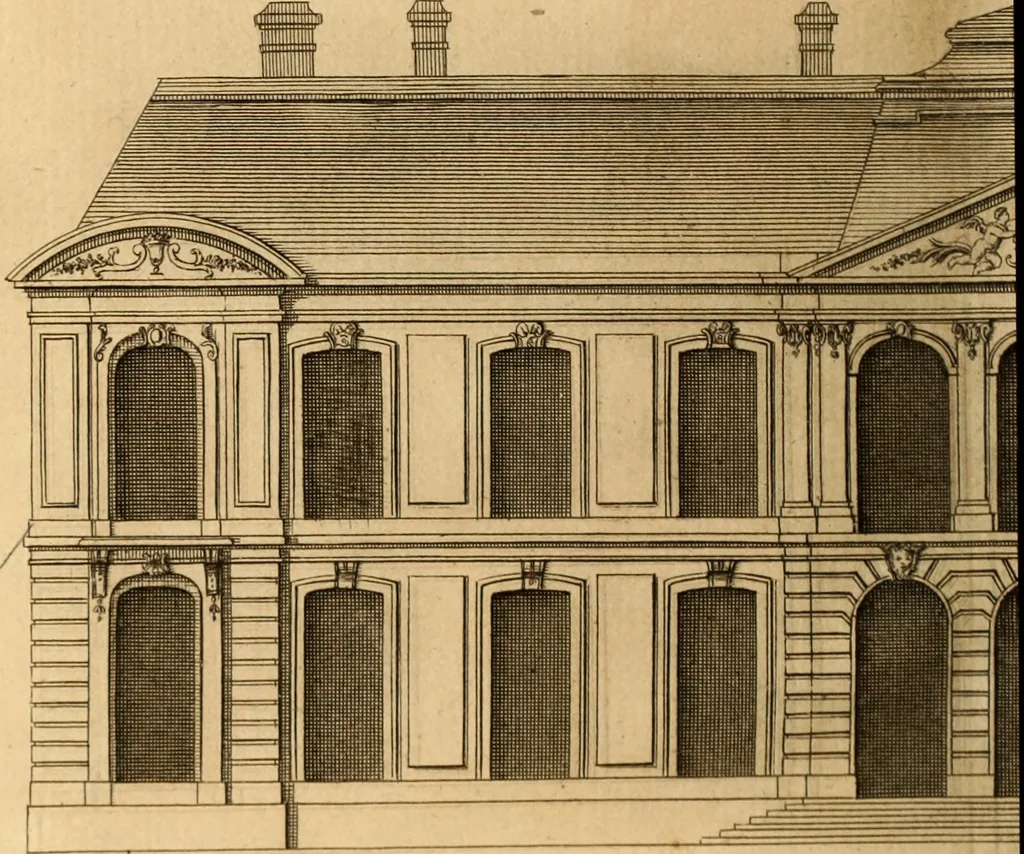 An illustration from L'art de bâtir des maisons de campagne : où L'on traite de leur distribution, de leur construction, & de leur decoration ... Avec l'explication de ces projets, et des desseins de menuiserie, de serrurerie, de parterres, & d'autres ornemens propres à la decoration intérieure & extérieure ..., 1761, leaf 587