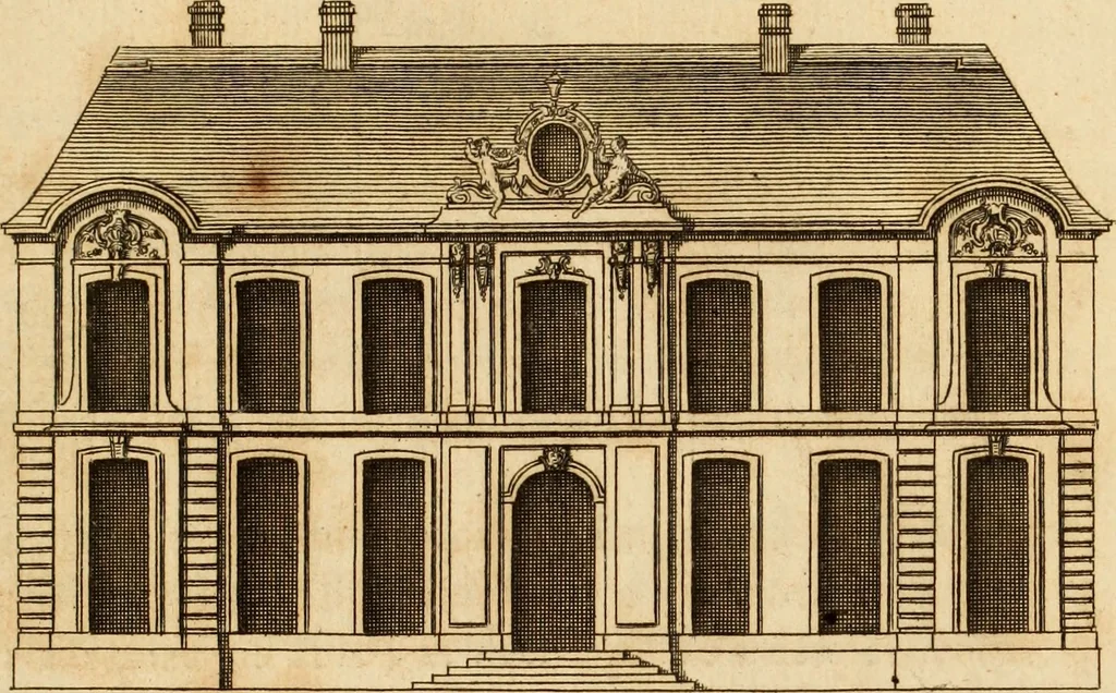 An illustration from L'art de bâtir des maisons de campagne : où L'on traite de leur distribution, de leur construction, & de leur decoration ... Avec l'explication de ces projets, et des desseins de menuiserie, de serrurerie, de parterres, & d'autres ornemens propres à la decoration intérieure & extérieure ..., 1761, leaf 64