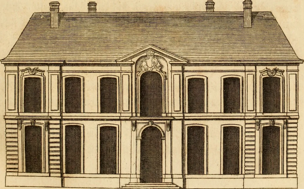 An illustration from L'art de bâtir des maisons de campagne : où L'on traite de leur distribution, de leur construction, & de leur decoration ... Avec l'explication de ces projets, et des desseins de menuiserie, de serrurerie, de parterres, & d'autres ornemens propres à la decoration intérieure & extérieure ..., 1761, leaf 64
