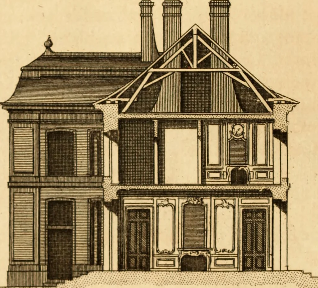 An illustration from L'art de bâtir des maisons de campagne : où L'on traite de leur distribution, de leur construction, & de leur decoration ... Avec l'explication de ces projets, et des desseins de menuiserie, de serrurerie, de parterres, & d'autres ornemens propres à la decoration intérieure & extérieure ..., 1761, leaf 81