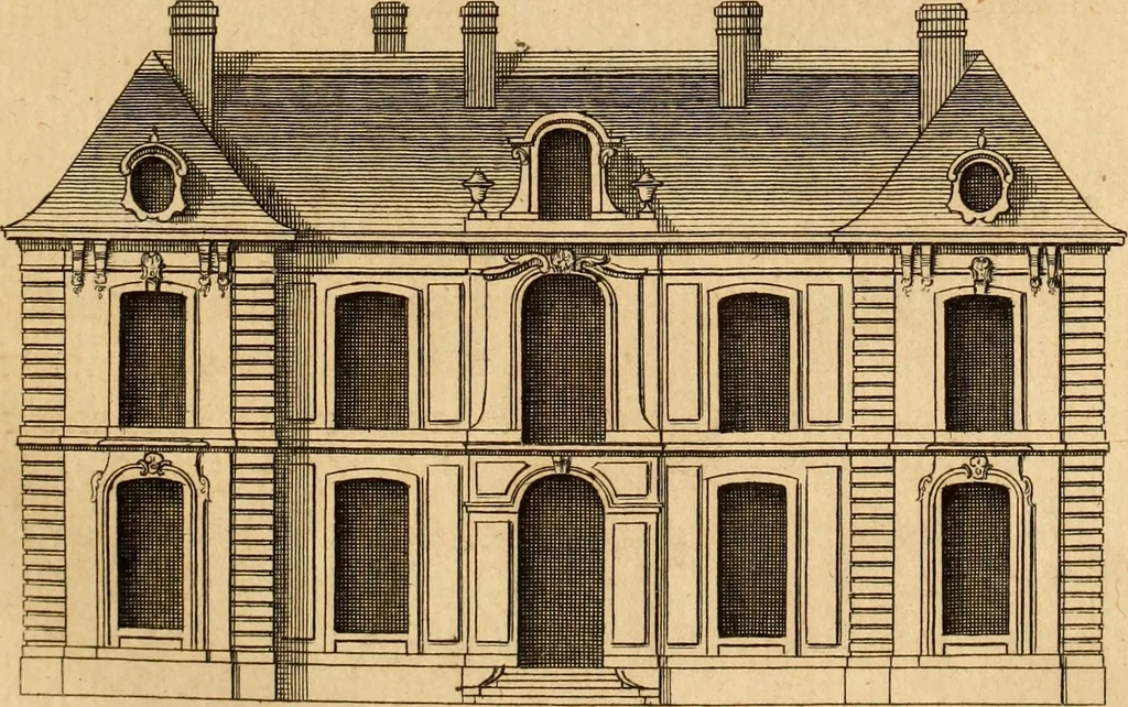 An illustration from L'art de bâtir des maisons de campagne : où L'on traite de leur distribution, de leur construction, & de leur decoration ... Avec l'explication de ces projets, et des desseins de menuiserie, de serrurerie, de parterres, & d'autres ornemens propres à la decoration intérieure & extérieure ..., 1761, leaf 94