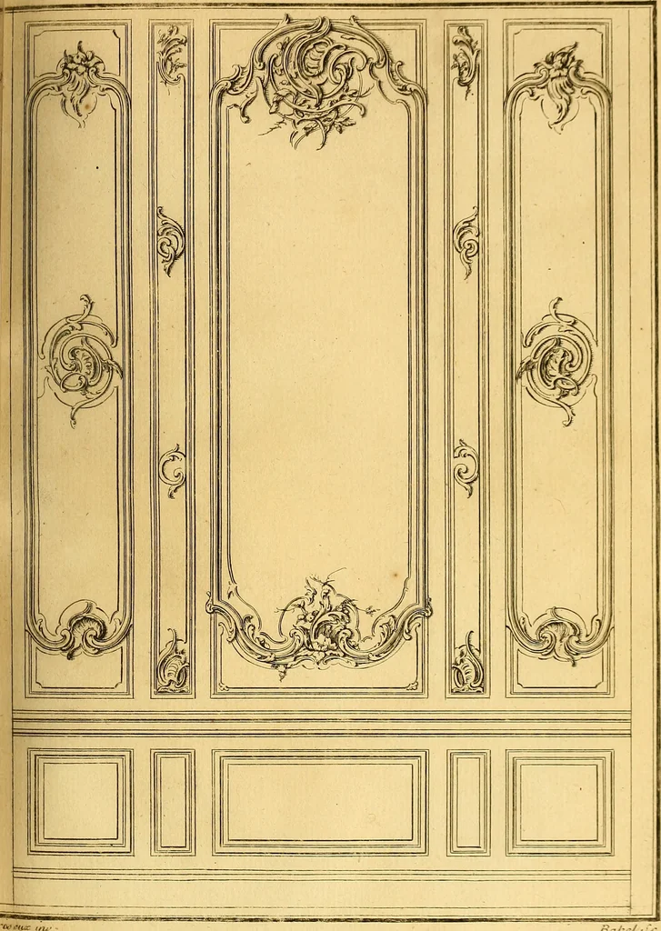 An illustration from L'art de bâtir des maisons de campagne : où L'on traite de leur distribution, de leur construction, & de leur decoration ... Avec l'explication de ces projets, et des desseins de menuiserie, de serrurerie, de parterres, & d'autres ornemens propres à la decoration intérieure & extérieure ..., 1761, leaf 308