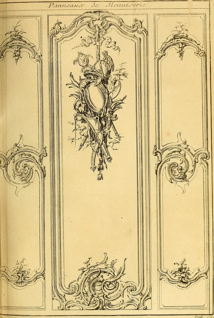 An illustration from L'art de bâtir des maisons de campagne : où L'on traite de leur distribution, de leur construction, & de leur decoration ... Avec l'explication de ces projets, et des desseins de menuiserie, de serrurerie, de parterres, & d'autres ornemens propres à la decoration intérieure & extérieure ..., 1761, leaf 314