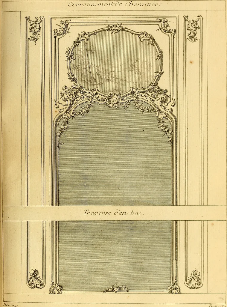 An illustration from L'art de bâtir des maisons de campagne : où L'on traite de leur distribution, de leur construction, & de leur decoration ... Avec l'explication de ces projets, et des desseins de menuiserie, de serrurerie, de parterres, & d'autres ornemens propres à la decoration intérieure & extérieure ..., 1761, leaf 340