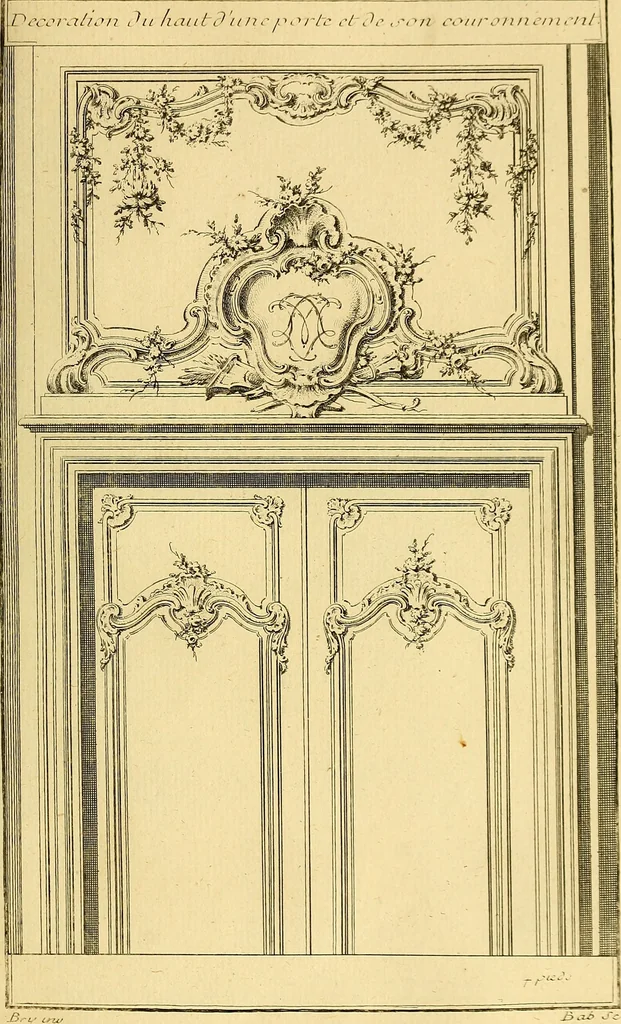 An illustration from L'art de bâtir des maisons de campagne : où L'on traite de leur distribution, de leur construction, & de leur decoration ... Avec l'explication de ces projets, et des desseins de menuiserie, de serrurerie, de parterres, & d'autres ornemens propres à la decoration intérieure & extérieure ..., 1761, leaf 356