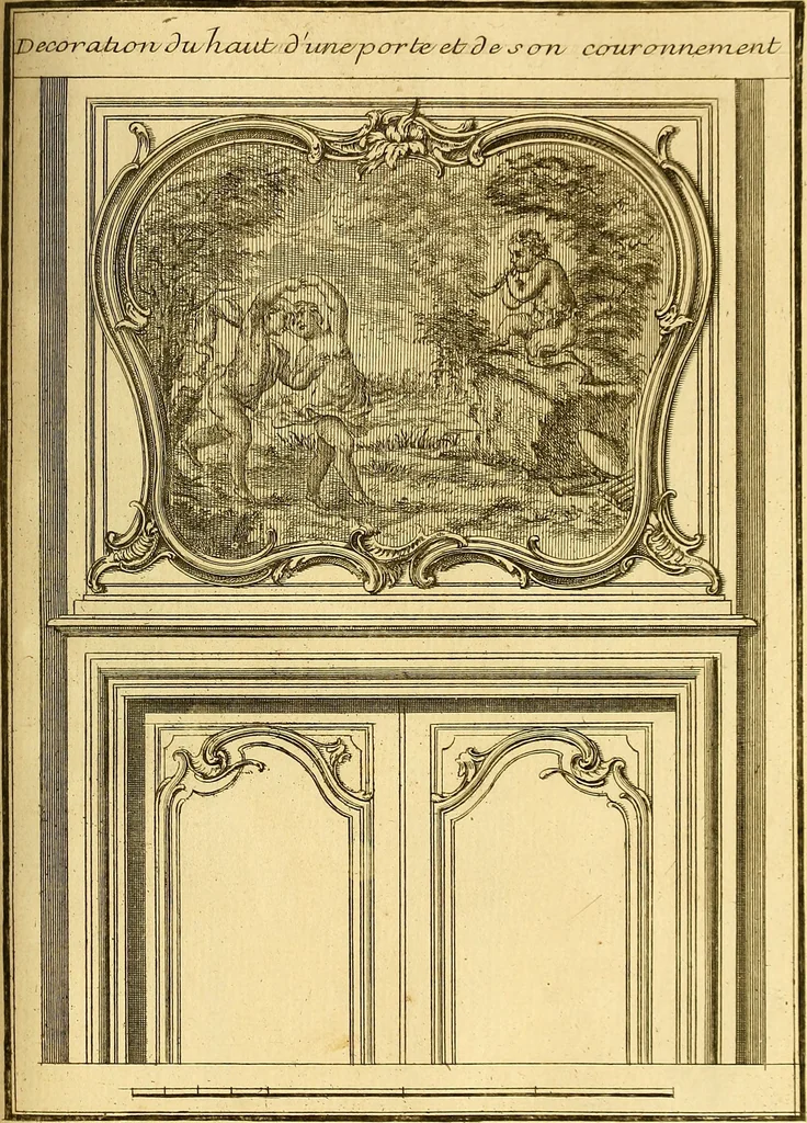 An illustration from L'art de bâtir des maisons de campagne : où L'on traite de leur distribution, de leur construction, & de leur decoration ... Avec l'explication de ces projets, et des desseins de menuiserie, de serrurerie, de parterres, & d'autres ornemens propres à la decoration intérieure & extérieure ..., 1761, leaf 360